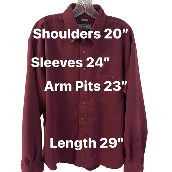 Bruno Long Sleeves Sueded Men’s Shirt - Sz L - Maroon - Picture 3 of 10